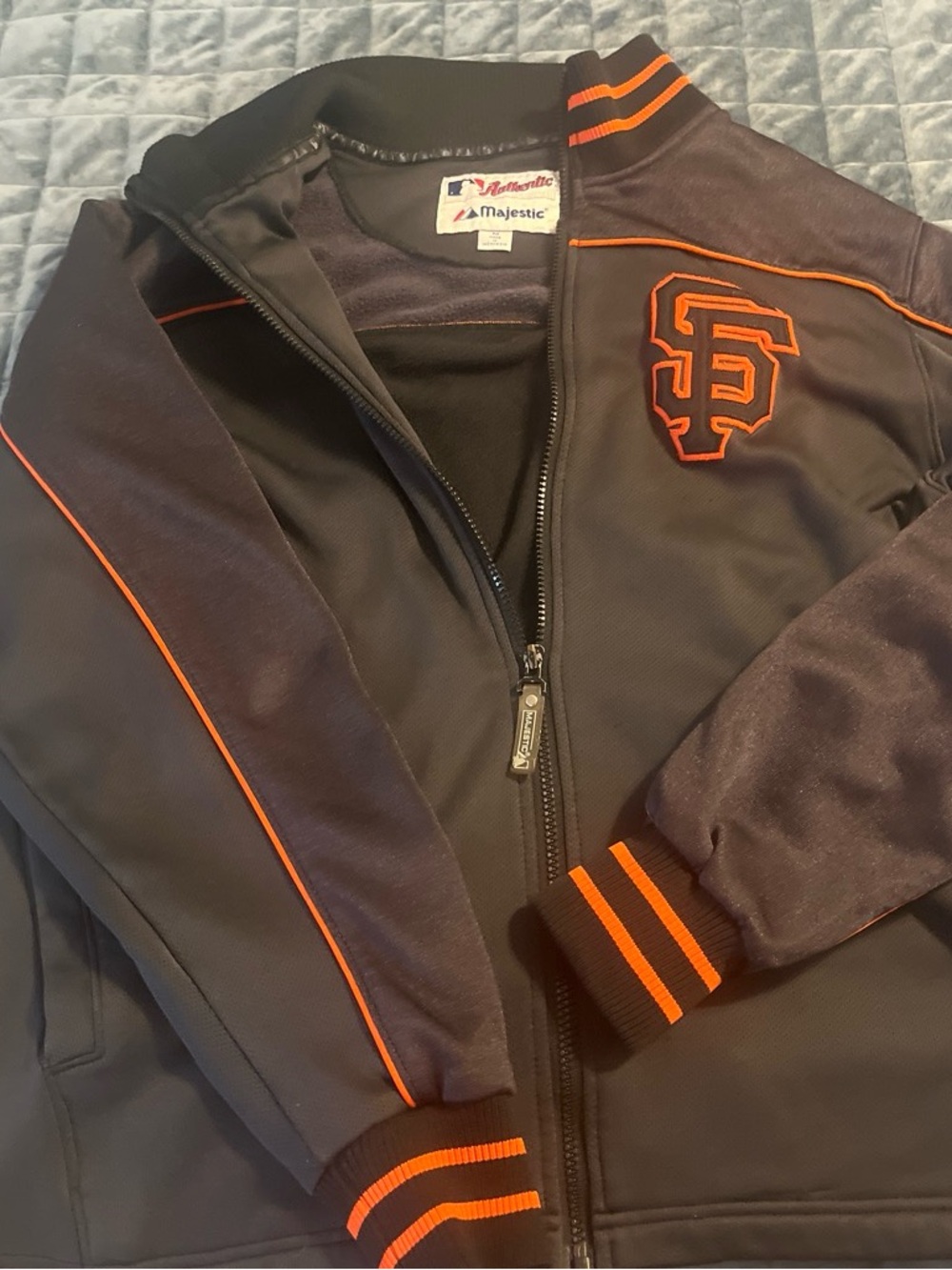 MLB Majestic Men’s Black Jacket with Orange Trim and SF Logo
